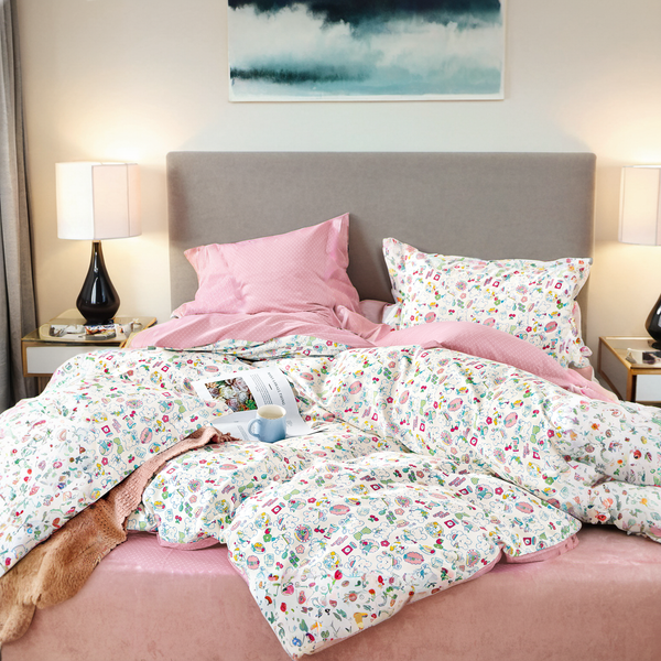 Pink Rabbit Kid Comforter & Duvet Cover - Country Floral Cotton