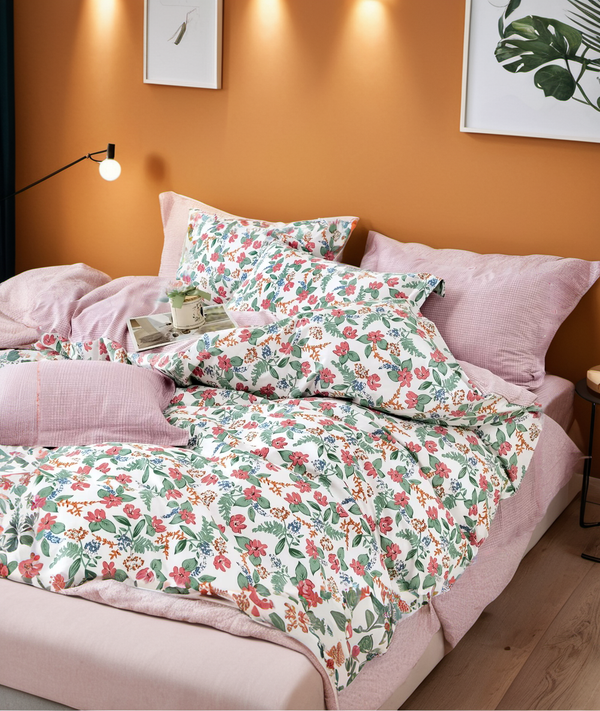 Pink Spring Comforter & Duvet Cover Set Floral Cotton
