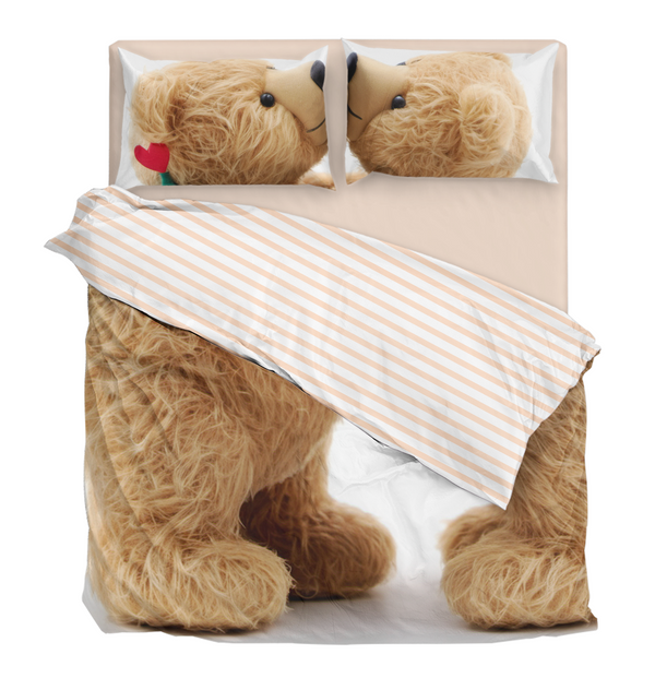 Cartoon Bear Kiss Duvet Cover Bedding Set
