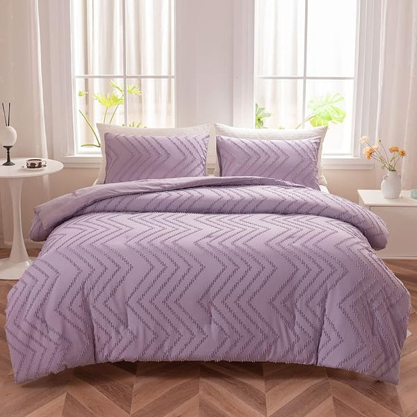 Comforter Set, Chevron Tufted Design Boho Bedding Comforter Sets, Lightweight and Fluffy Bed Comforter for All Seasons