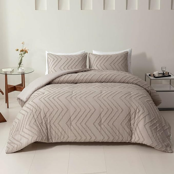 Comforter Set, Khaki Tufted Boho Bedding Comforter, Lightweight & Fluffy All-Season Comforter for Bed