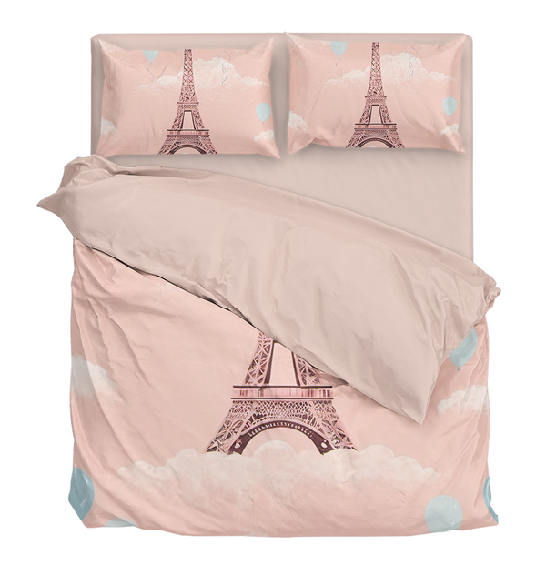 Dreamy Pink Eiffel Tower Bedding Set for Girls and Kids