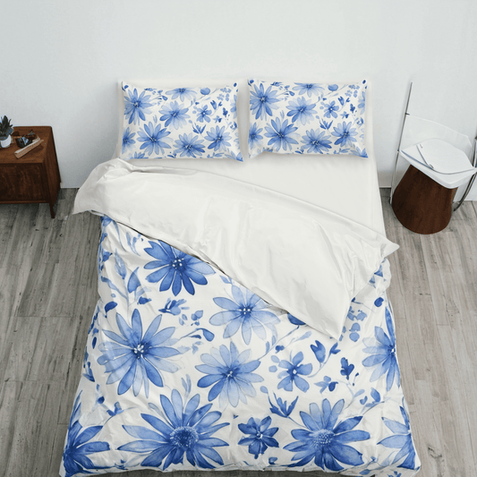 Watercolor blue flowers Duvet Cover Floral Bedding Set - Sleepbella Watercolor blue flowers Duvet Cover Floral Bedding Set - Duvet cover set / Twin