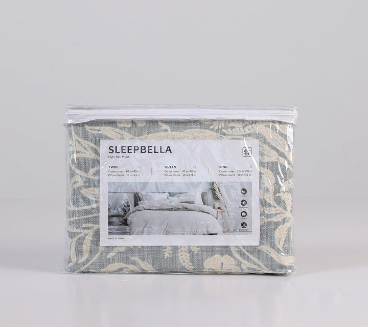 Duvet Cover Set, 600 Thread Count Cotton Beige & Bluish Grey Printed with Luxurious Leaves Pattern Reversible Botanical Comforter Cover Sets, Bedding Set ( Beige Paisley) - Sleepbella Duvet Cover Set, 600 Thread Count Cotton Beige & Bluish Grey Printed with Luxurious Leaves Pattern Reversible Botanical Comforter Cover Sets, Bedding Set ( Beige Paisley) - Twin