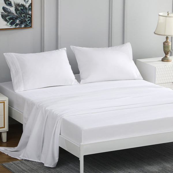 Polyester Bedding Set | Solid Color Collection - Smooth, Wrinkle-Resistant Sheet, Fitted Sheet & Pillowcases for Easy Care