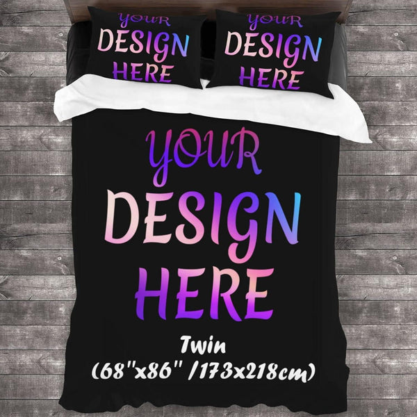 Black Duvet Cover Customized Bedding Set with Picture Text Logo Customized Gifts Comforter Set with 2 Pillowcases - Sleepbella Black Duvet Cover Customized Bedding Set with Picture Text Logo Customized Gifts Comforter Set with 2 Pillowcases - Duvet cover set / Tiwn