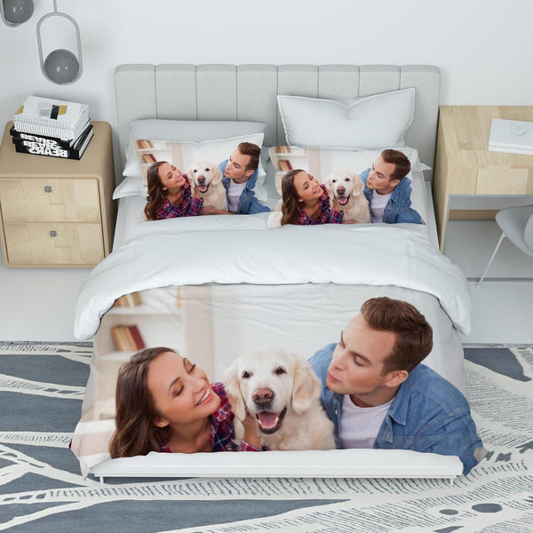 Custom Bedding Set with Photo&Text, Duvet Cover+ Pillow Cases for Kids, Birthday, Christmas, Valentine's Day Gift - Sleepbella Custom Bedding Set with Photo&Text, Duvet Cover+ Pillow Cases for Kids, Birthday, Christmas, Valentine's Day Gift - Duvet cover set / Tiwn