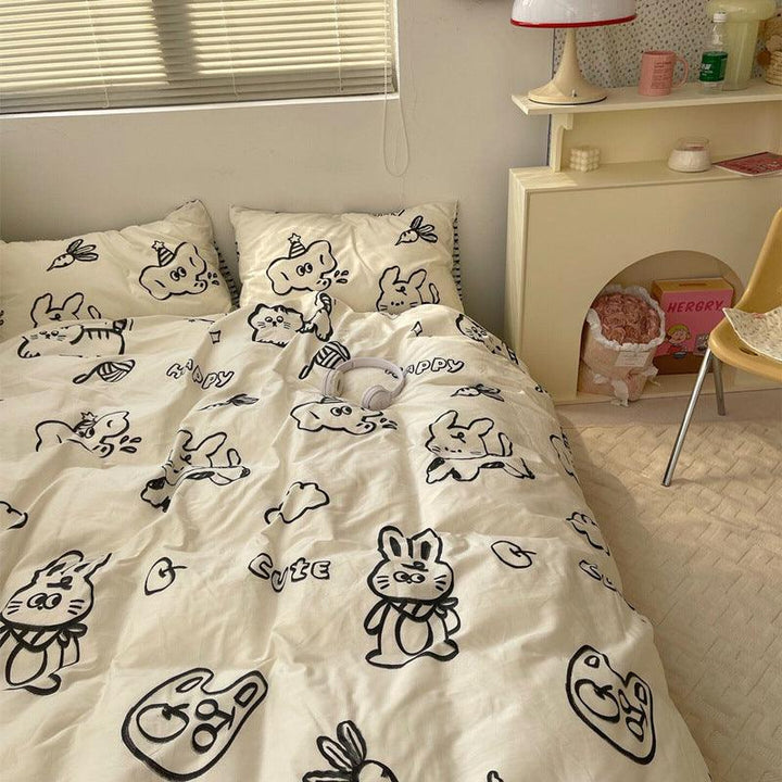Cute Puppy Cotton 4-Piece Bedding Set - Children's Exclusive Bed Sheet and Duvet Cover - Sleepbella Cute Puppy Cotton 4-Piece Bedding Set - Children's Exclusive Bed Sheet and Duvet Cover - Cute 01 / Duvet Cover set / 1.2m【Duvet cover 59" x 78.7"/Flat Sheet 70.9" x 90.6"/Pillowcase 19.7" x 29.5"】3-piece set】