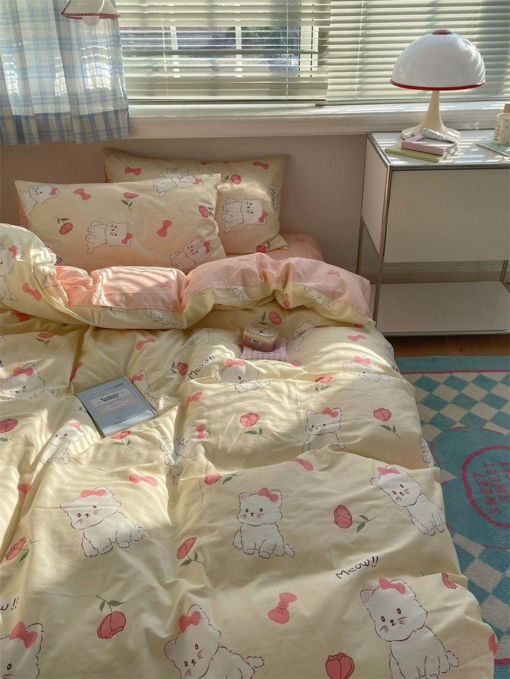 Cute Puppy Cotton 4-Piece Bedding Set - Children's Exclusive Bed Sheet and Duvet Cover - Sleepbella Cute Puppy Cotton 4-Piece Bedding Set - Children's Exclusive Bed Sheet and Duvet Cover - Cute 12 / Duvet Cover set / 1.2m【Duvet cover 59" x 78.7"/Flat Sheet 70.9" x 90.6"/Pillowcase 19.7" x 29.5"】3-piece set】