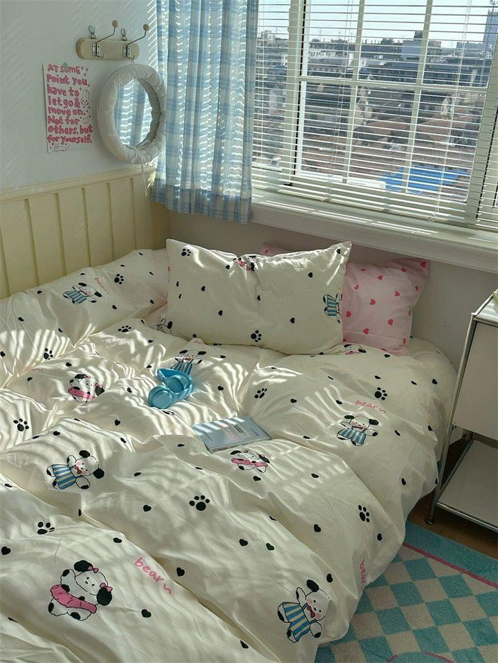 Cute Puppy Cotton 4-Piece Bedding Set - Children's Exclusive Bed Sheet and Duvet Cover - Sleepbella Cute Puppy Cotton 4-Piece Bedding Set - Children's Exclusive Bed Sheet and Duvet Cover - Cute 14 / Duvet Cover set / 1.2m【Duvet cover 59" x 78.7"/Flat Sheet 70.9" x 90.6"/Pillowcase 19.7" x 29.5"】3-piece set】