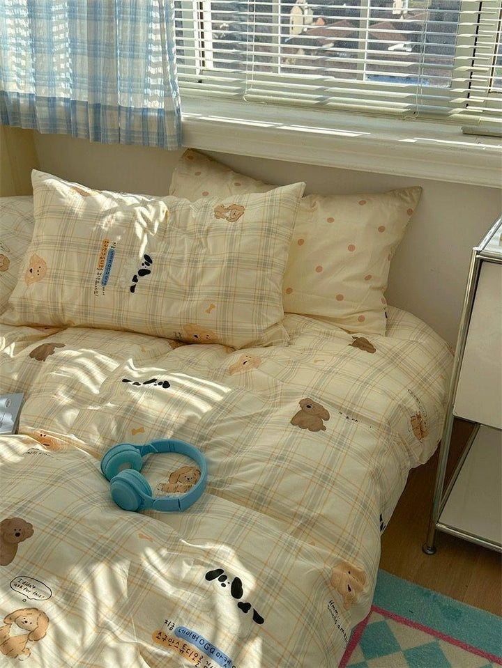Cute Puppy Cotton 4-Piece Bedding Set - Children's Exclusive Bed Sheet and Duvet Cover - Sleepbella Cute Puppy Cotton 4-Piece Bedding Set - Children's Exclusive Bed Sheet and Duvet Cover - Cute 02 / Duvet Cover set / 1.2m【Duvet cover 59" x 78.7"/Flat Sheet 70.9" x 90.6"/Pillowcase 19.7" x 29.5"】3-piece set】