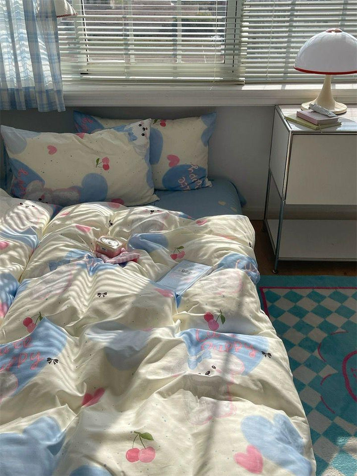 Cute Puppy Cotton 4-Piece Bedding Set - Children's Exclusive Bed Sheet and Duvet Cover - Sleepbella Cute Puppy Cotton 4-Piece Bedding Set - Children's Exclusive Bed Sheet and Duvet Cover - Cute 08 / Duvet Cover set / 1.2m【Duvet cover 59" x 78.7"/Flat Sheet 70.9" x 90.6"/Pillowcase 19.7" x 29.5"】3-piece set】