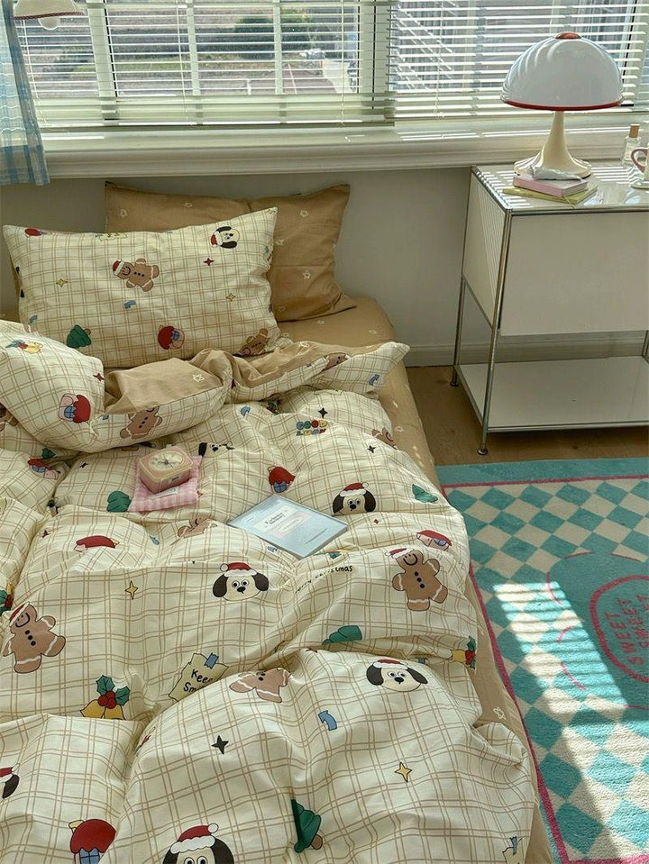Cute Puppy Cotton 4-Piece Bedding Set - Children's Exclusive Bed Sheet and Duvet Cover - Sleepbella Cute Puppy Cotton 4-Piece Bedding Set - Children's Exclusive Bed Sheet and Duvet Cover - Cute 09 / Duvet Cover set / 1.2m【Duvet cover 59" x 78.7"/Flat Sheet 70.9" x 90.6"/Pillowcase 19.7" x 29.5"】3-piece set】