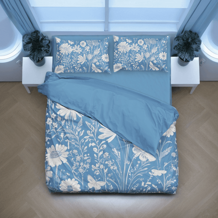 French Blue Floral Comforter&Duvet Cover Bedding Set - Sleepbella French Blue Floral Comforter&Duvet Cover Bedding Set - Blue Floral 01 / Duvet cover set / Twin