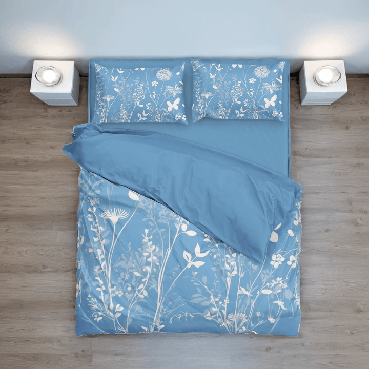 French Blue Floral Comforter&Duvet Cover Bedding Set - Sleepbella French Blue Floral Comforter&Duvet Cover Bedding Set - Blue Floral 01 / Duvet cover set / Twin