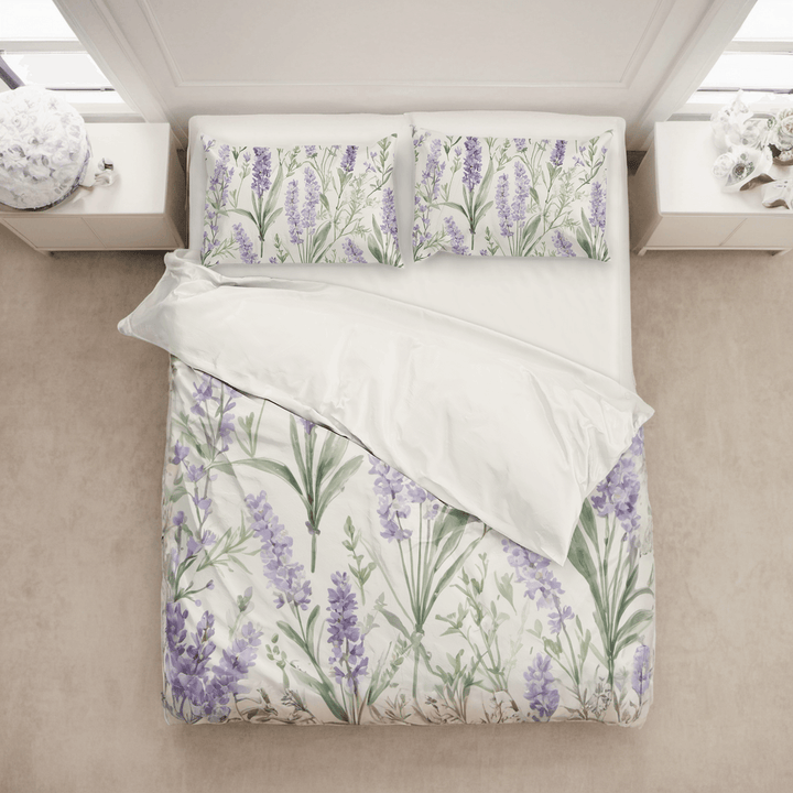 Lavender Floral Comforter&Sheet Custom Bedding Set - Sleepbella Lavender Floral Comforter&Sheet Custom Bedding Set - Lavender Floral 01 / Duvet cover set / Twin