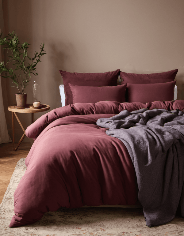 Soft Claret Red Duvet Cover Bedding Set - Sleepbella Soft Claret Red Duvet Cover Bedding Set - Duvet cover set / Twin