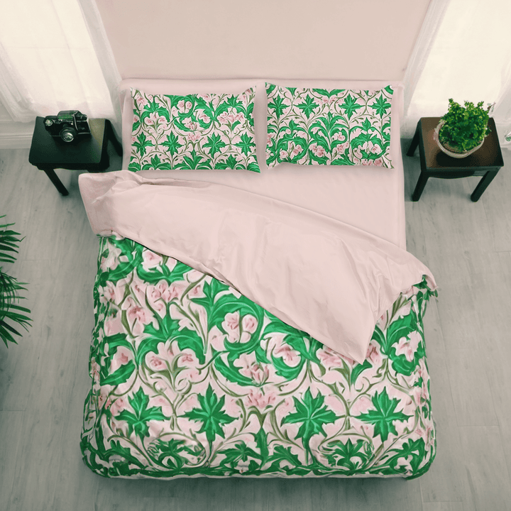 Timeless Retro Prints Green and Pink Duvet Cover Bedding Set - Sleepbella Timeless Retro Prints Green and Pink Duvet Cover Bedding Set - Duvet cover set / Twin