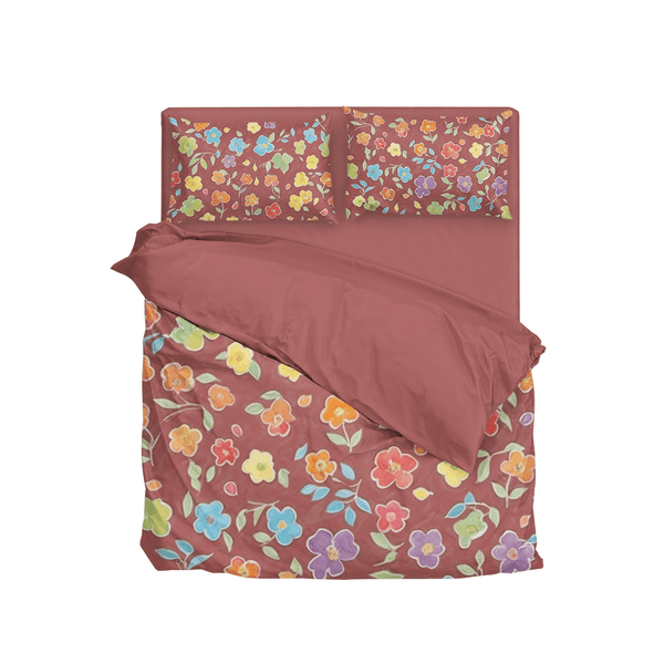 Whimsical Garden Brown Counside Floral Duvet Cover Bedding Set - Sleepbella Whimsical Garden Brown Counside Floral Duvet Cover Bedding Set - Duvet cover set / Twin