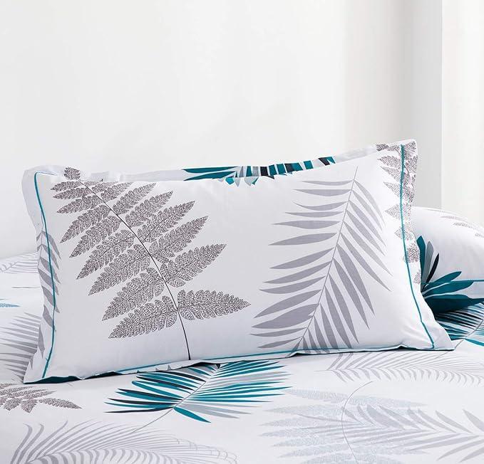 Comforter Set, 600 Thread Count Cotton Blue Floral with Khaki & Grey Leaves Pattern White Reversible Comforter Set,Down Alternative Bedding Set ( Blue Botanical) - Sleepbella Comforter Set, 600 Thread Count Cotton Blue Floral with Khaki & Grey Leaves Pattern White Reversible Comforter Set,Down Alternative Bedding Set ( Blue Botanical) - Twin