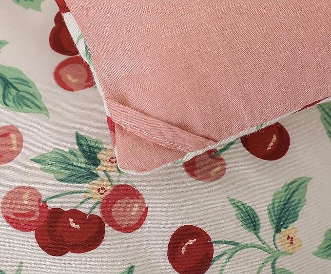 Comforter Set, 600 Thread Count Cotton White Print with Cherry Pattern Reversible , Down Alternative Bedding Set (Cherry Pink) - Sleepbella Comforter Set, 600 Thread Count Cotton White Print with Cherry Pattern Reversible , Down Alternative Bedding Set (Cherry Pink) - Twin