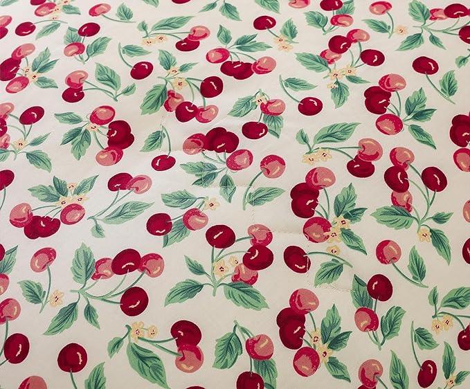 Comforter Set, 600 Thread Count Cotton White Print with Cherry Pattern Reversible , Down Alternative Bedding Set (Cherry Pink) - Sleepbella Comforter Set, 600 Thread Count Cotton White Print with Cherry Pattern Reversible , Down Alternative Bedding Set (Cherry Pink) - Twin