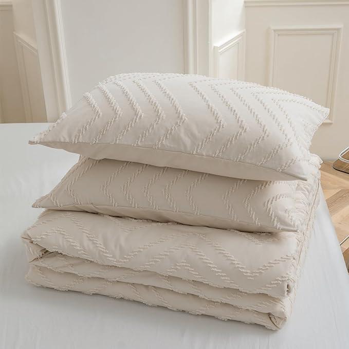 Comforter Set, Cream Chevron Tufted Design Boho Comforter for Bed,Lightweight and Fluffy Bed Comforter Set for All Seasons - Sleepbella Comforter Set, Cream Chevron Tufted Design Boho Comforter for Bed,Lightweight and Fluffy Bed Comforter Set for All Seasons - Twin/Twin XL / Chevron-cream