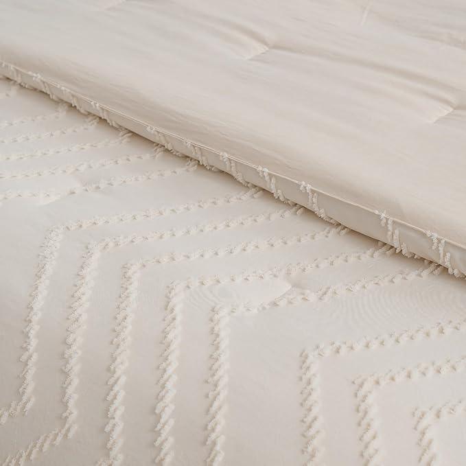 Comforter Set, Cream Chevron Tufted Design Boho Comforter for Bed,Lightweight and Fluffy Bed Comforter Set for All Seasons - Sleepbella Comforter Set, Cream Chevron Tufted Design Boho Comforter for Bed,Lightweight and Fluffy Bed Comforter Set for All Seasons - Twin/Twin XL / Chevron-cream