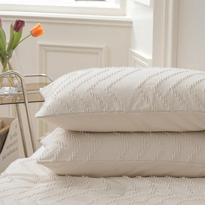 Comforter Set, Cream Chevron Tufted Design Boho Comforter for Bed,Lightweight and Fluffy Bed Comforter Set for All Seasons - Sleepbella Comforter Set, Cream Chevron Tufted Design Boho Comforter for Bed,Lightweight and Fluffy Bed Comforter Set for All Seasons - Twin/Twin XL / Chevron-cream