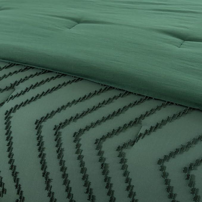 Comforter Set Dark Green, Tufted Fluffy Christmas Comforter for Queen Size Bed 3pcs Forest Green - Sleepbella Comforter Set Dark Green, Tufted Fluffy Christmas Comforter for Queen Size Bed 3pcs Forest Green - Queen / Chevron- Forest Green