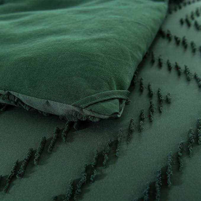 Comforter Set Dark Green, Tufted Fluffy Christmas Comforter for Queen Size Bed 3pcs Forest Green - Sleepbella Comforter Set Dark Green, Tufted Fluffy Christmas Comforter for Queen Size Bed 3pcs Forest Green - Queen / Chevron- Forest Green