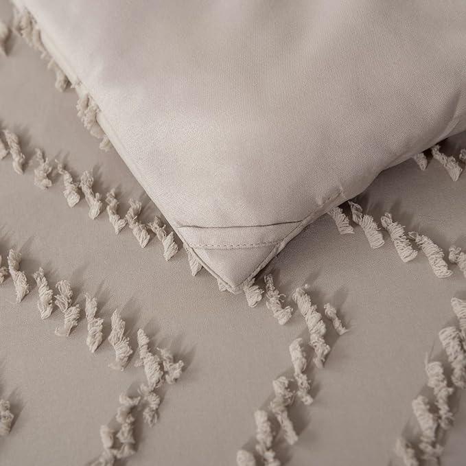 Comforter Set, Khaki Tufted Boho Bedding Comforter, Lightweight & Fluffy All-Season Comforter for Bed - Sleepbella Comforter Set, Khaki Tufted Boho Bedding Comforter, Lightweight & Fluffy All-Season Comforter for Bed - Queen / Chevron-khaki