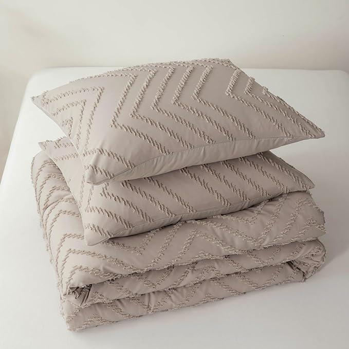 Comforter Set, Khaki Tufted Boho Bedding Comforter, Lightweight & Fluffy All-Season Comforter for Bed - Sleepbella Comforter Set, Khaki Tufted Boho Bedding Comforter, Lightweight & Fluffy All-Season Comforter for Bed - Queen / Chevron-khaki