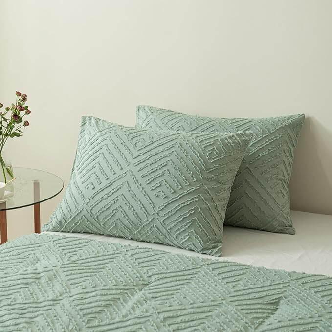 Comforter Set, Sage Green Boho Bedding Comforter with Tufted Design, Soft and Fluffy for Bed All Seasons - Sleepbella Comforter Set, Sage Green Boho Bedding Comforter with Tufted Design, Soft and Fluffy for Bed All Seasons - Twin / Chevron-sage Green