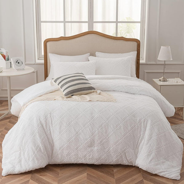 Comforter Set, White Bedding Comforter Set Diamond Tufted Design, Boho Comforter Set Lightweight and Fluffy for All Seasons - Sleepbella Comforter Set, White Bedding Comforter Set Diamond Tufted Design, Boho Comforter Set Lightweight and Fluffy for All Seasons - Diamond-white / Twin/ Twin XL