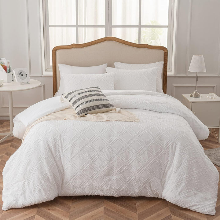 Comforter Set, White Bedding Comforter Set Diamond Tufted Design, Boho Comforter Set Lightweight and Fluffy for All Seasons - Sleepbella Comforter Set, White Bedding Comforter Set Diamond Tufted Design, Boho Comforter Set Lightweight and Fluffy for All Seasons - Diamond-white / Twin/ Twin XL