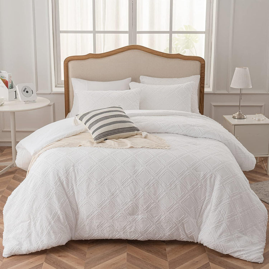 Comforter Set, White Bedding Comforter Set Diamond Tufted Design, Boho Comforter Set Lightweight and Fluffy for All Seasons - Sleepbella Comforter Set, White Bedding Comforter Set Diamond Tufted Design, Boho Comforter Set Lightweight and Fluffy for All Seasons - Diamond-white / Twin/ Twin XL