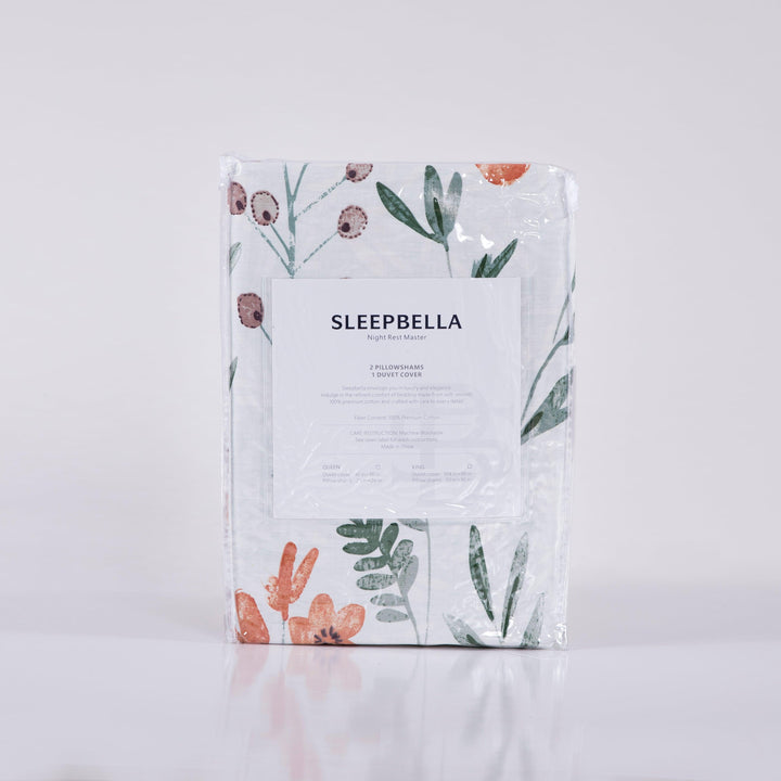 Duvet Cover Set, 600 Thread Count Cotton Bedding Set Yellow Flowers and Green Branches Printed on White Reversible Comforter Cover - Sleepbella Duvet Cover Set, 600 Thread Count Cotton Bedding Set Yellow Flowers and Green Branches Printed on White Reversible Comforter Cover - Twin
