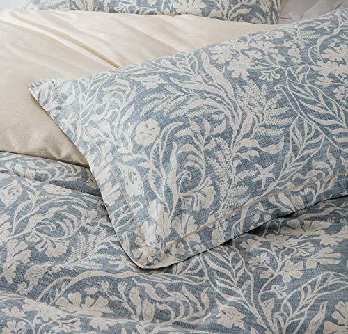 Duvet Cover Set, 600 Thread Count Cotton Beige & Bluish Grey Printed with Luxurious Leaves Pattern Reversible Botanical Comforter Cover Sets, Bedding Set ( Beige Paisley) - Sleepbella Duvet Cover Set, 600 Thread Count Cotton Beige & Bluish Grey Printed with Luxurious Leaves Pattern Reversible Botanical Comforter Cover Sets, Bedding Set ( Beige Paisley) - Twin
