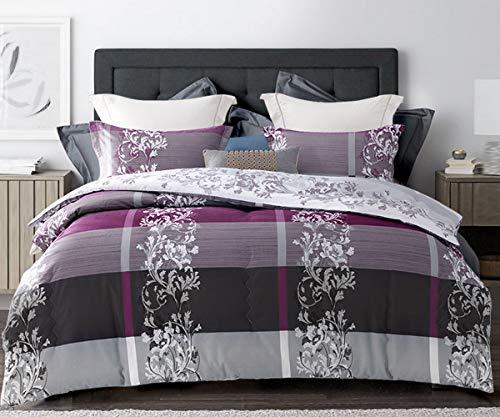 Comforter Set , 600 Thread Count Cotton Grey Paisley & Purple Comforter Sets, Down Alternative Bedding Set ( Purple Paisley) - Sleepbella Comforter Set , 600 Thread Count Cotton Grey Paisley & Purple Comforter Sets, Down Alternative Bedding Set ( Purple Paisley) - Twin