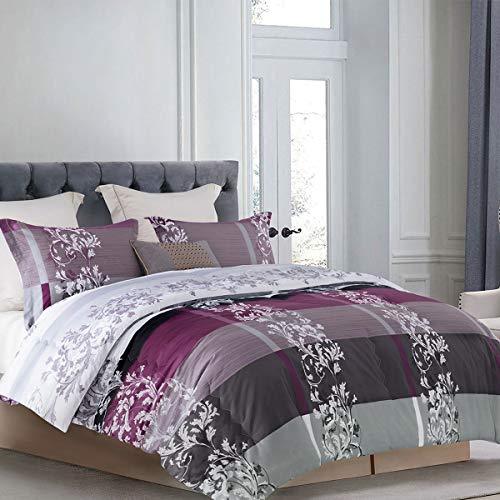 Comforter Set , 600 Thread Count Cotton Grey Paisley & Purple Comforter Sets, Down Alternative Bedding Set ( Purple Paisley) - Sleepbella Comforter Set , 600 Thread Count Cotton Grey Paisley & Purple Comforter Sets, Down Alternative Bedding Set ( Purple Paisley) - Twin